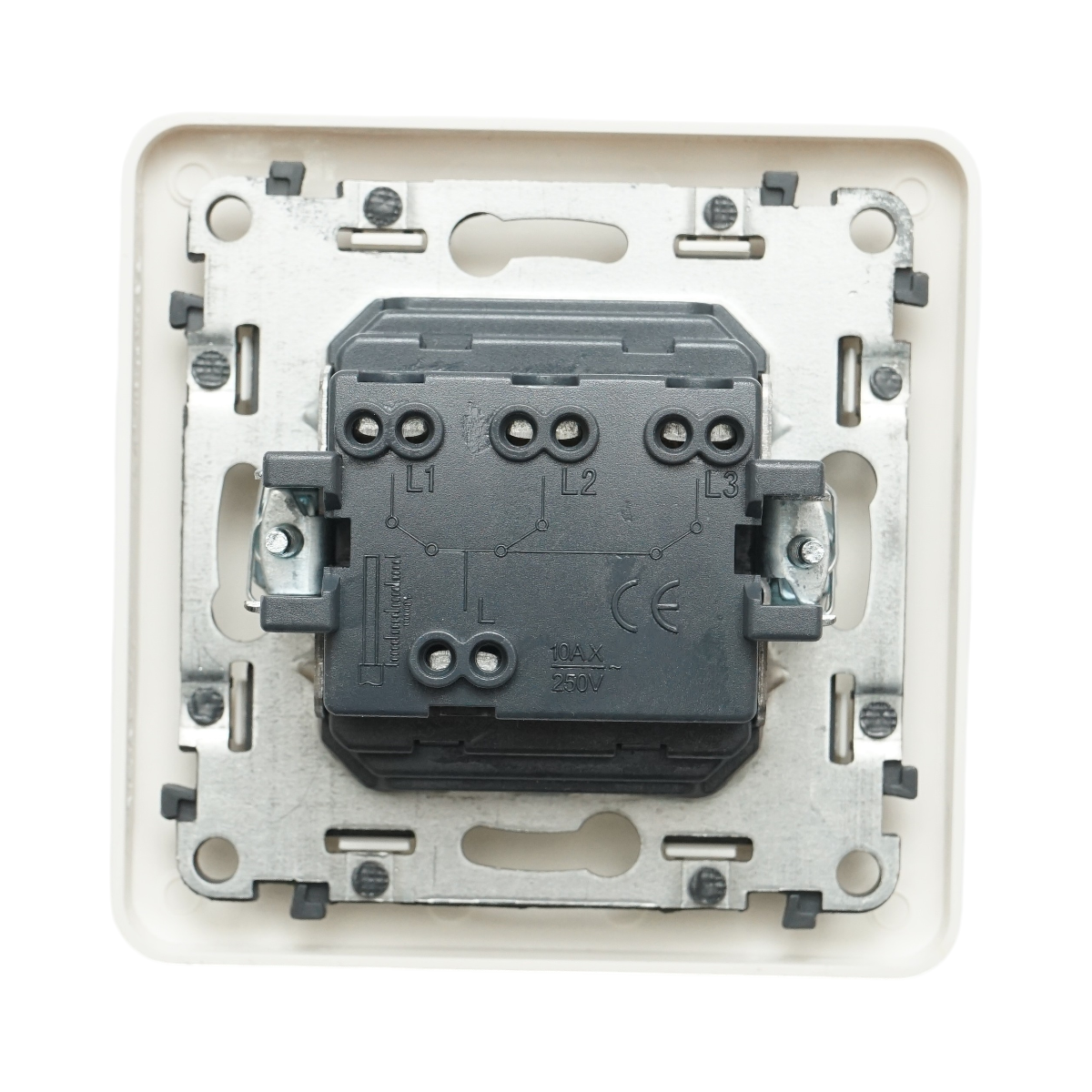Interruttore triplo da incasso bianco 220V, 10AX, PC 80x80mm - immagine 3
