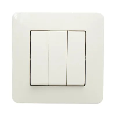 Interruttore triplo da incasso bianco 220V, 10AX, PC 80x80mm - immagine 2