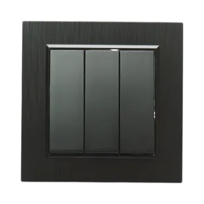 Interruttore triplo da incasso nero 220V, 10AX, ABS 80x80mm - immagine 2
