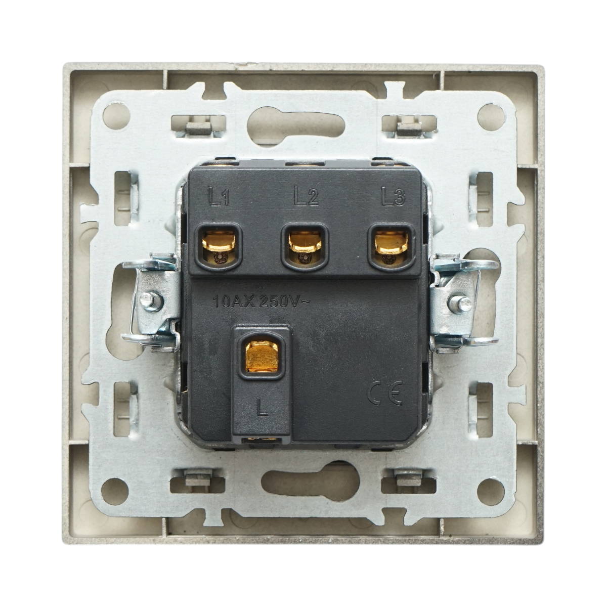 Interruttore triplo da incasso nero 220V, 10AX, ABS 80x80mm - immagine 4