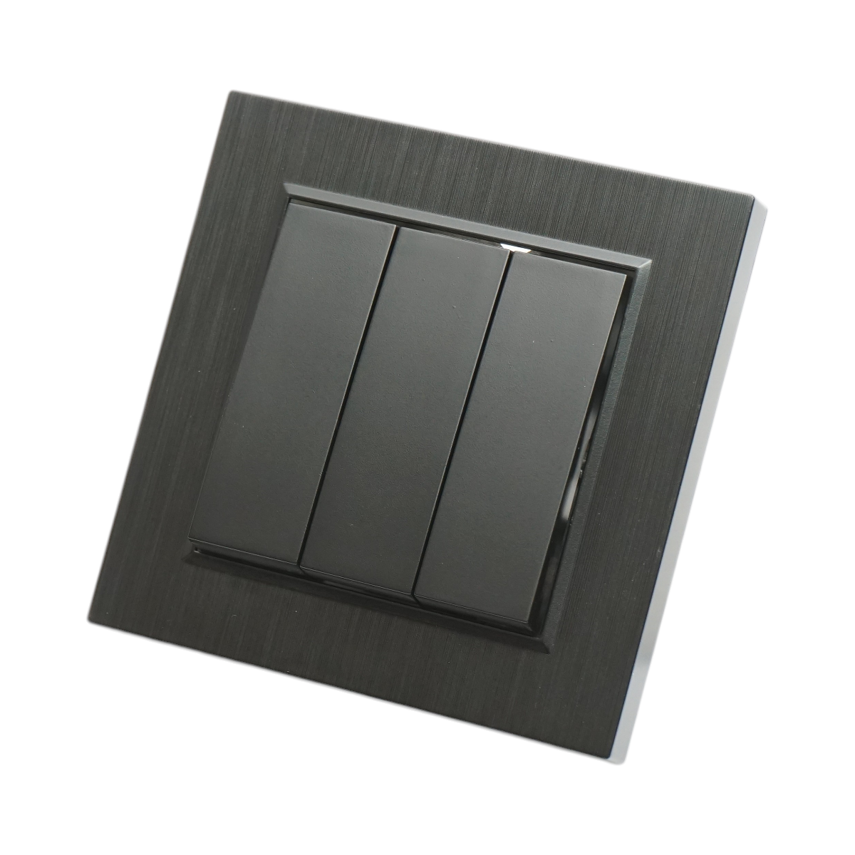Interruttore triplo da incasso nero 220V, 10AX, ABS 80x80mm