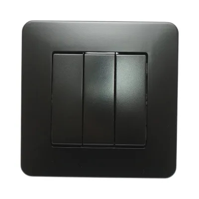 Interruttore triplo da incasso nero 220V, 10AX, PC 80x80mm - immagine 2