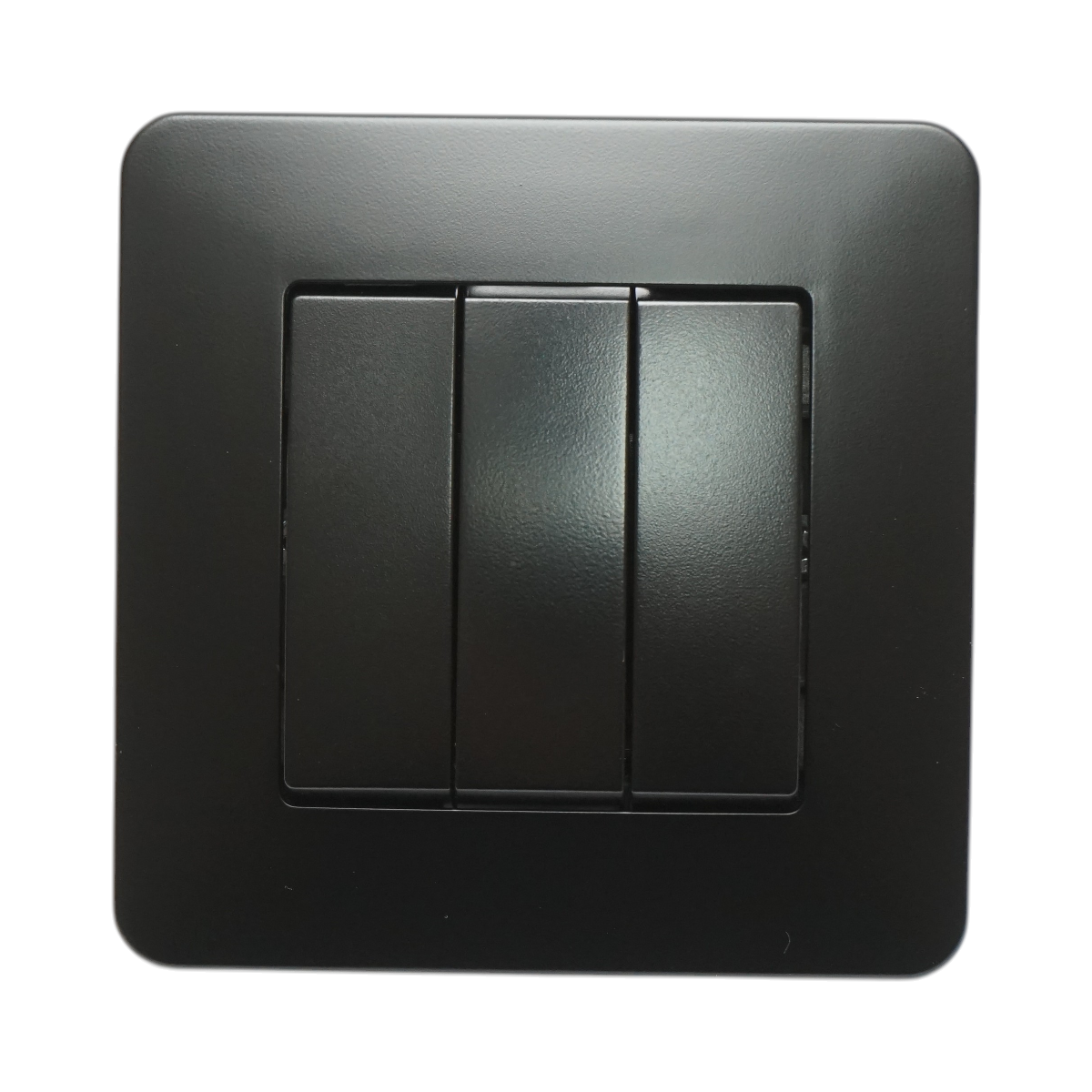 Interruttore triplo da incasso nero 220V, 10AX, PC 80x80mm - immagine 2