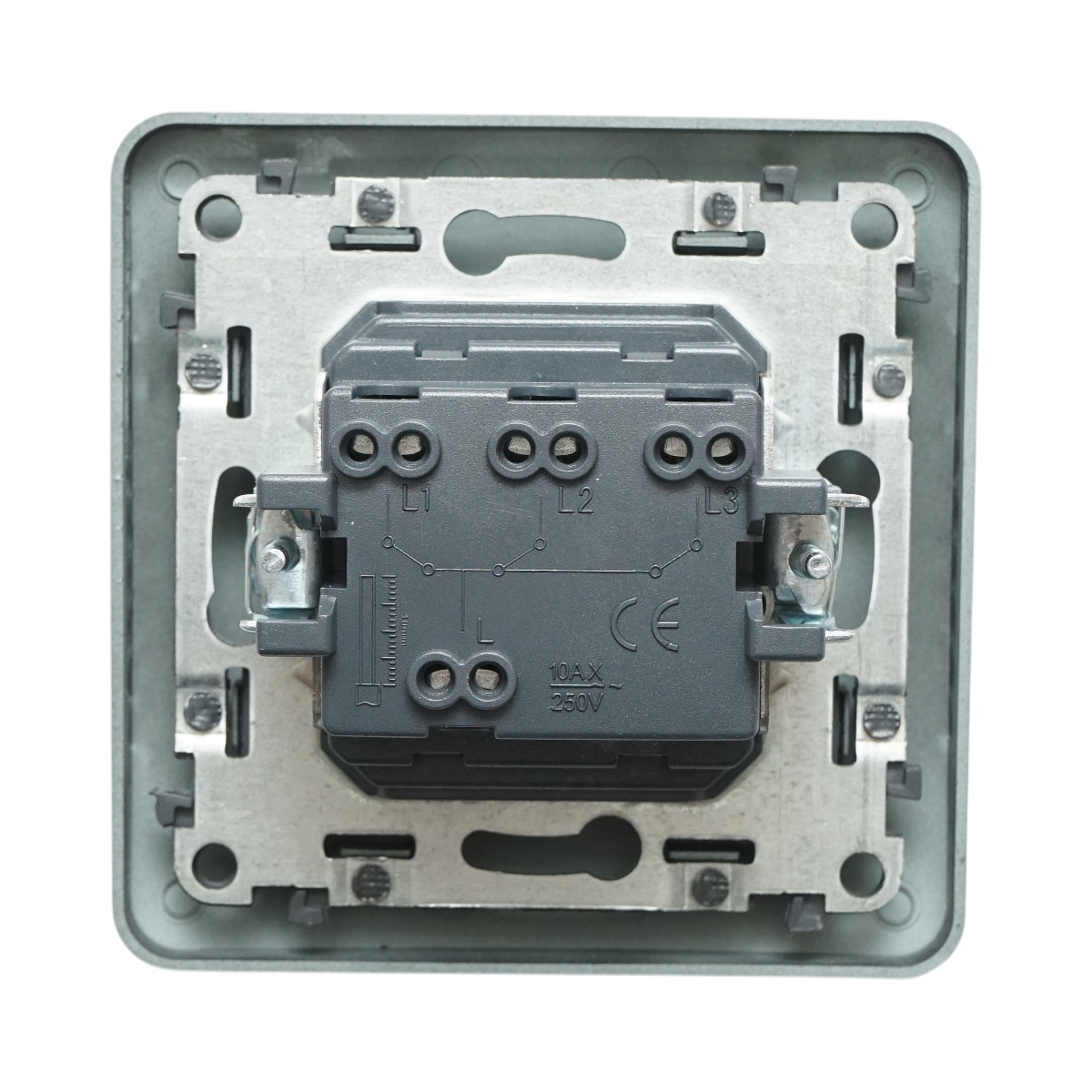 Interruttore triplo da incasso nero 220V, 10AX, PC 80x80mm - immagine 3