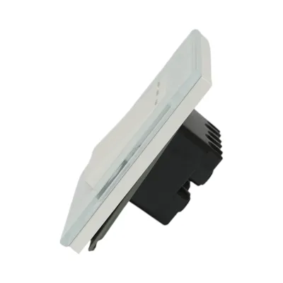 Interruttore triplo, bianco, da incasso, 220V, 16AX, spia luminosa, cornice in vetro 86x86x34mm - immagine 3