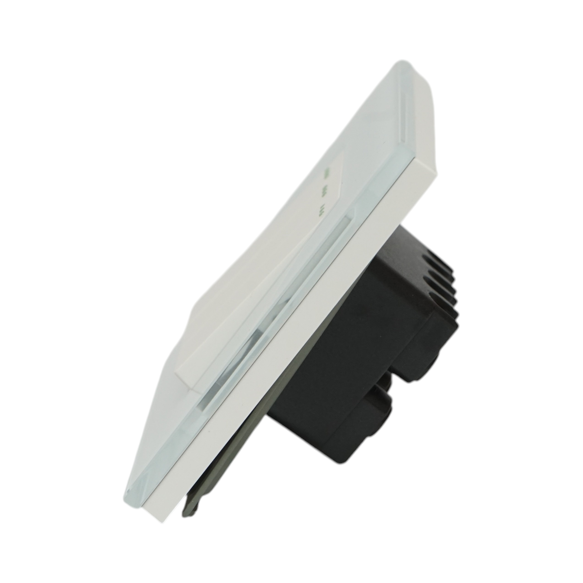Interruttore triplo, bianco, da incasso, 220V, 16AX, spia luminosa, cornice in vetro 86x86x34mm - immagine 3