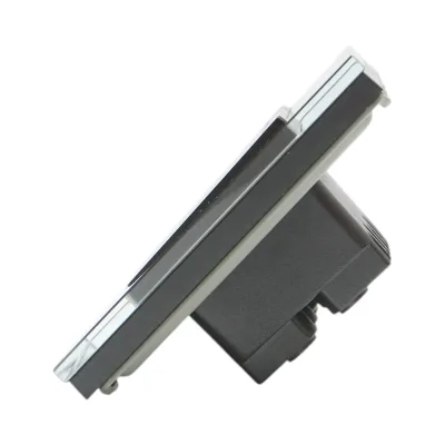 Interruttore triplo, nero, da incasso, 220V, 16AX, spia luminosa, cornice in vetro 86x86x34mm - immagine 3