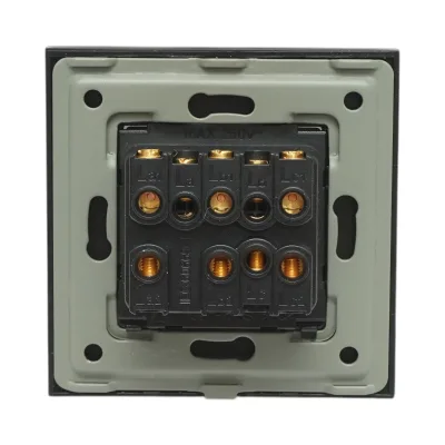 Interruttore triplo, nero, da incasso, 220V, 16AX, spia luminosa, cornice in vetro 86x86x34mm - immagine 4