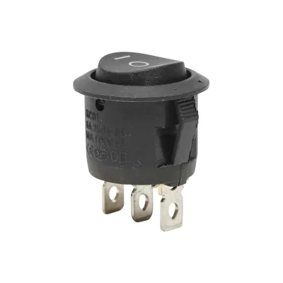 Interruttore universale rotondo 3 pin fi 20mm con punto morto ON-OFF-ON I-O-II 6A 250VAC/10A 125VAC - immagine 2