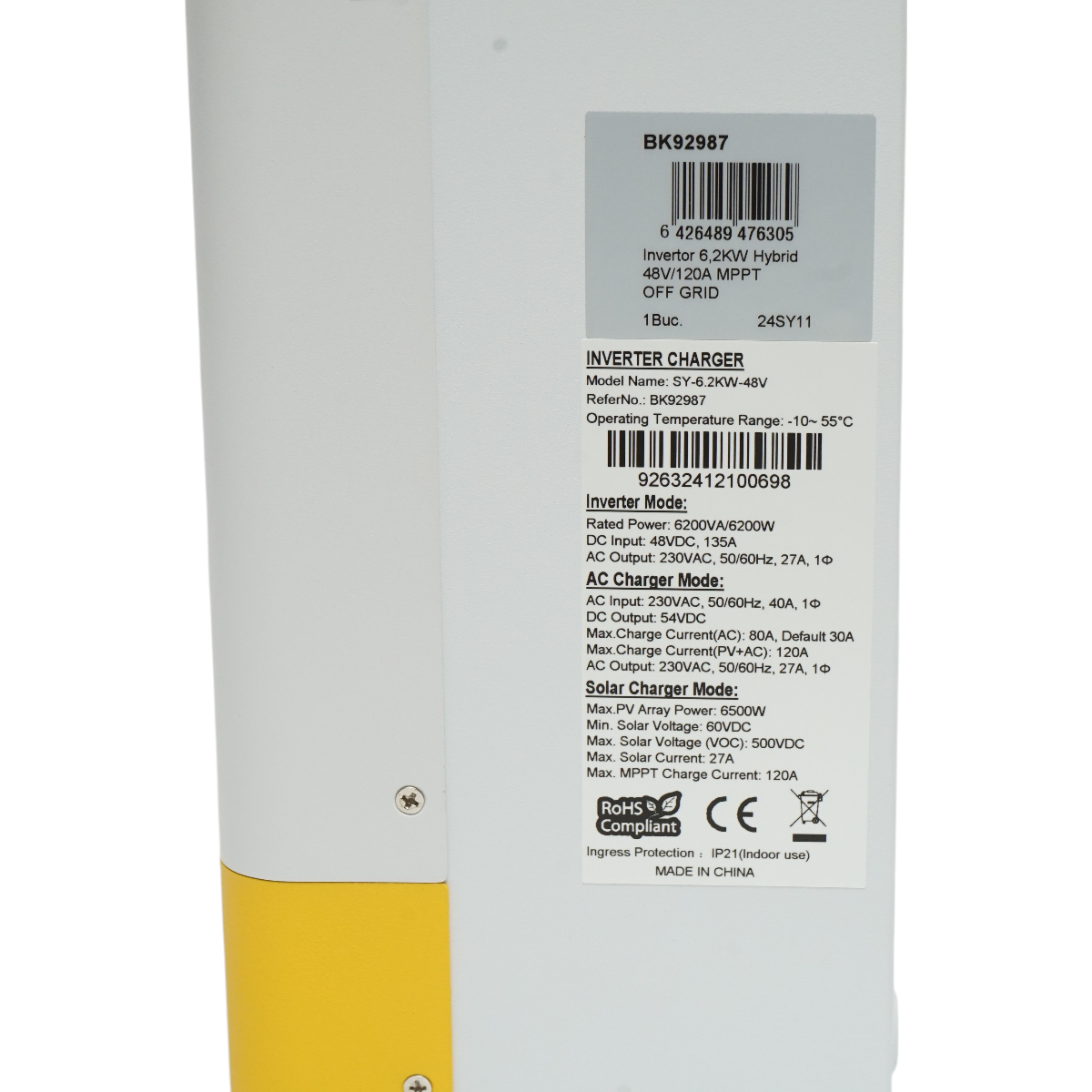 Inverter solare ibrido 6,2 KW, 48 V CC 135 A, MPPT 120 A, monofase, OFF-GRID, funzione parallela SY-6,2K-48 V Breckner Germany - immagine 5