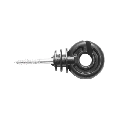 Isolatore ad anello in materiale PP nero opaco, dimensioni 88x38 mm, per recinzione elettrica, Breckner Germany