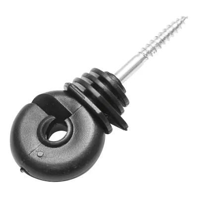 Isolatore compatto nero, diametro 5.6 mm, dimensioni 87x37 mm, per recinzione elettrica, Breckner Germany - immagine 2