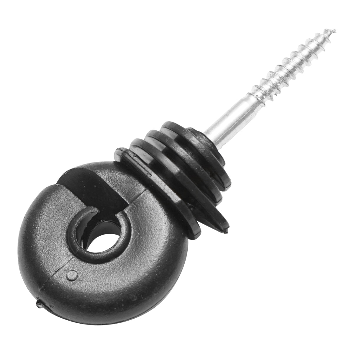 Isolatore compatto nero, diametro 5.6 mm, dimensioni 87x37 mm, per recinzione elettrica, Breckner Germany - immagine 2