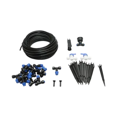 Kit completo per irrigazione a goccia con tubo da 19 m, ugelli, rubinetti e aste di fissaggio (37 pezzi) - immagine 2
