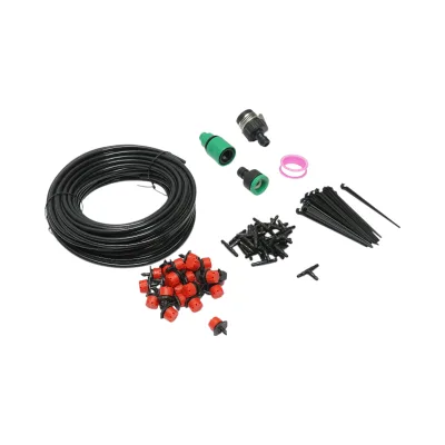 Kit completo per irrigazione a goccia con tubo da 20 m, ugelli, connettori e aste di fissaggio (80 pezzi) - immagine 2