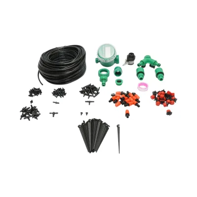 Kit completo per irrigazione a goccia e a spruzzo con tubo da 41 m, timer, ugelli, connettori e aste di fissaggio (147 pezzi) - immagine 2