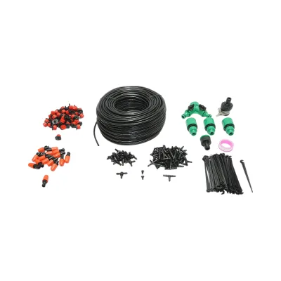 Kit completo per irrigazione a goccia e a spruzzo con tubo da 50 m, ugelli, connettori e aste di fissaggio (201 pezzi) - immagine 2