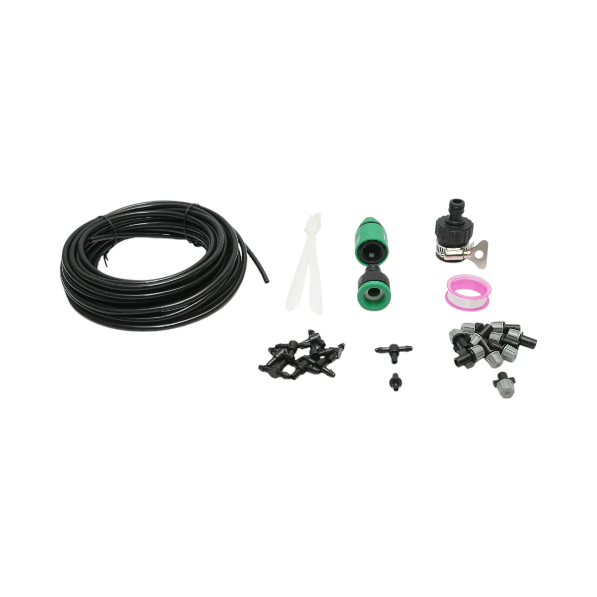 Kit completo per irrigazione a spruzzo con tubo da 10 m, ugelli e connettori (35 pezzi) - immagine 2