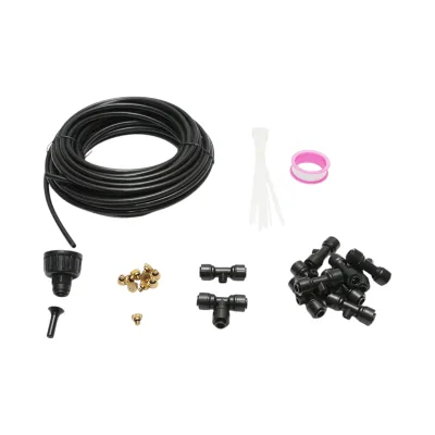 Kit completo per nebulizzazione dell'acqua con tubo da 10 m, ugelli in ottone per terrazza e giardino (35 pezzi) - immagine 2