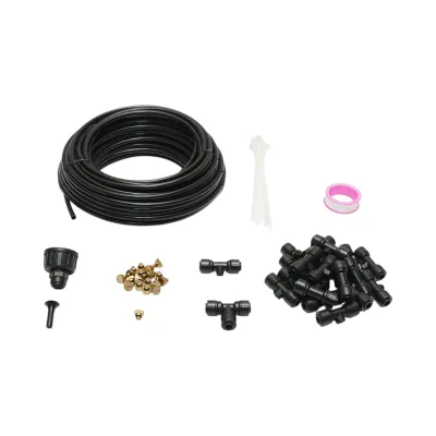 Kit completo per nebulizzazione dell'acqua con tubo da 20 m, ugelli in ottone per terrazza e giardino (65 pezzi) - immagine 2