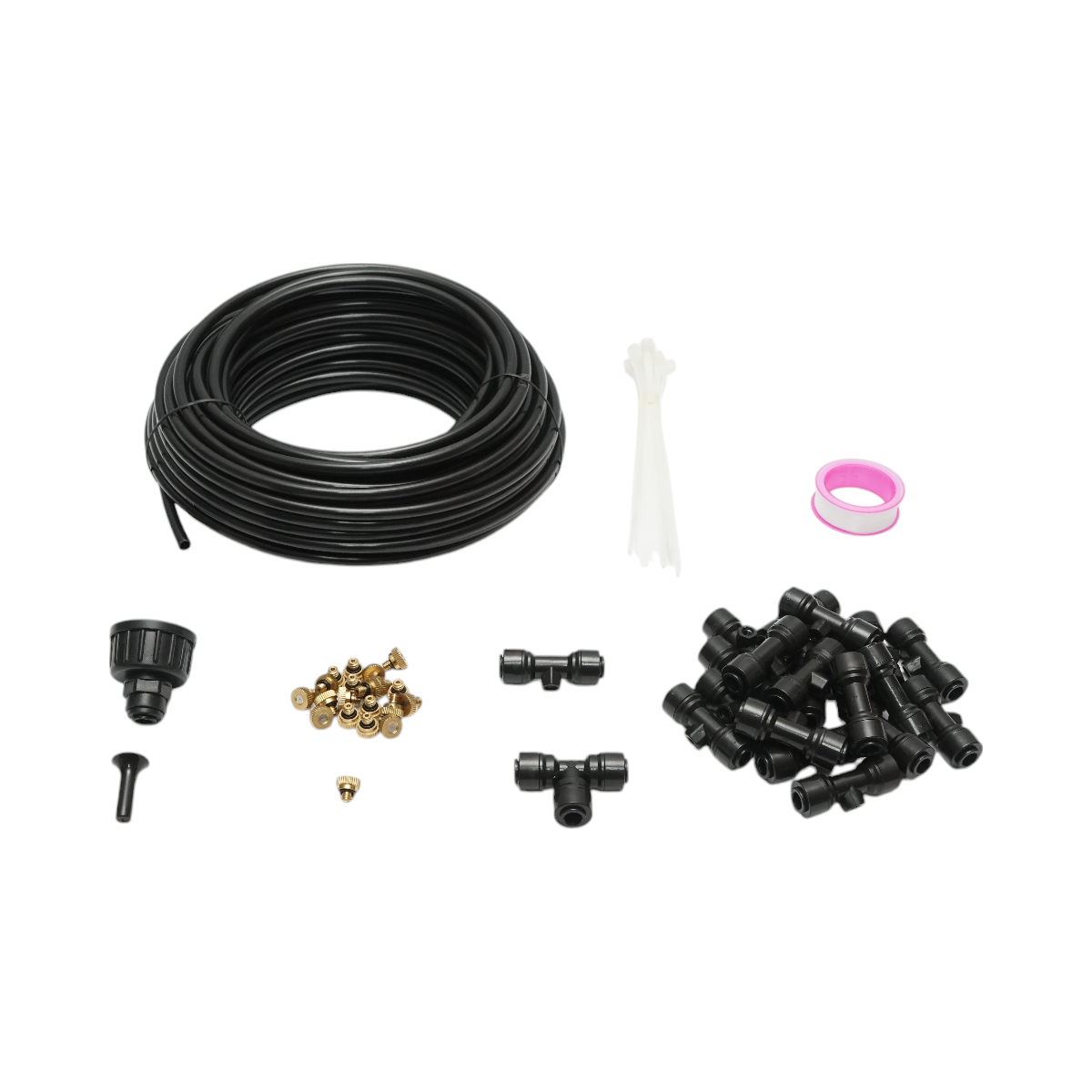 Kit completo per nebulizzazione dell'acqua con tubo da 20 m, ugelli in ottone per terrazza e giardino (65 pezzi) - immagine 2