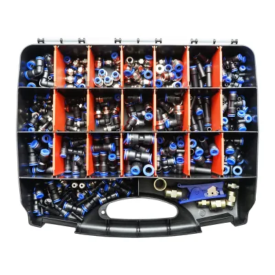 Kit da 242 pezzi: pinze tagliatubi in poliammide, connettori, attacchi rapidi, tappi per tubi aria compressa Breckner Germany - immagine 2