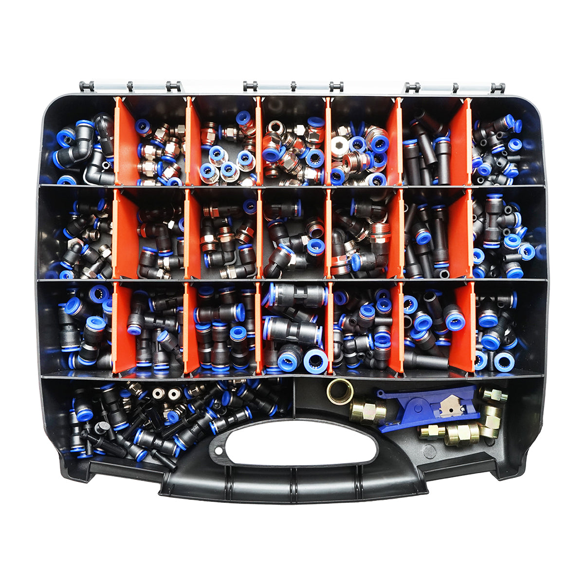 Kit da 242 pezzi: pinze tagliatubi in poliammide, connettori, attacchi rapidi, tappi per tubi aria compressa Breckner Germany - immagine 2