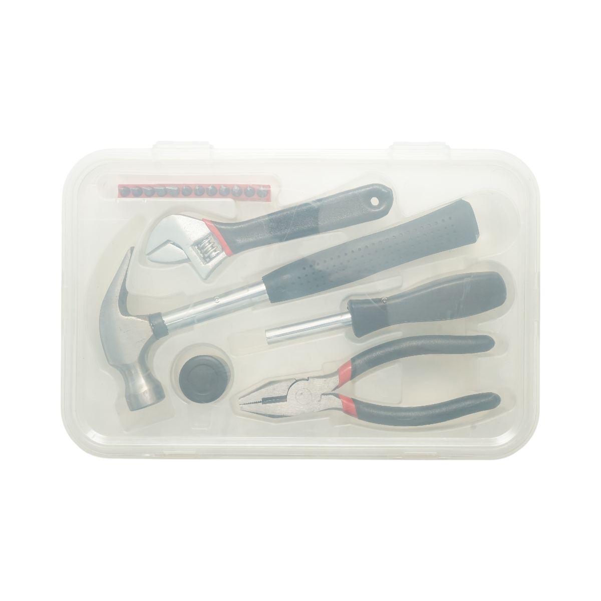 Kit di attrezzi e utensili combinati con martello, pinze, chiave regolabile, cacciavite e punte, 17 pezzi - immagine 5