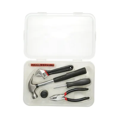 Kit di attrezzi e utensili combinati con martello, pinze, chiave regolabile, cacciavite e punte, 17 pezzi - immagine 3