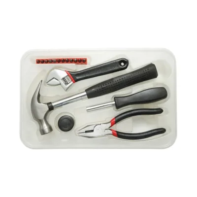 Kit di attrezzi e utensili combinati con martello, pinze, chiave regolabile, cacciavite e punte, 17 pezzi - immagine 4