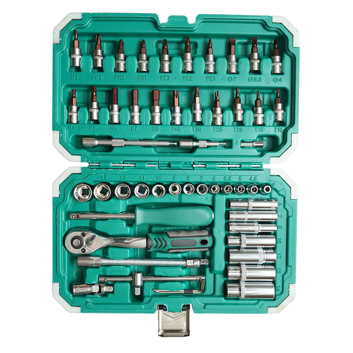 Kit di chiavi a bussola lunghe, punte esagonali, torx con cricchetto 53 pezzi Breckner Germany - immagine 3
