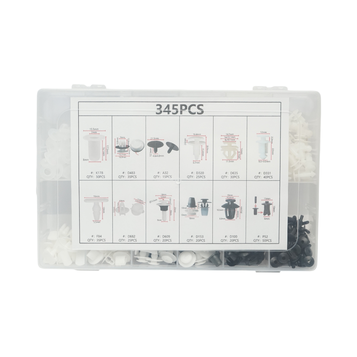 Kit di clip in plastica per auto Peugeot 345 pezzi - immagine 3