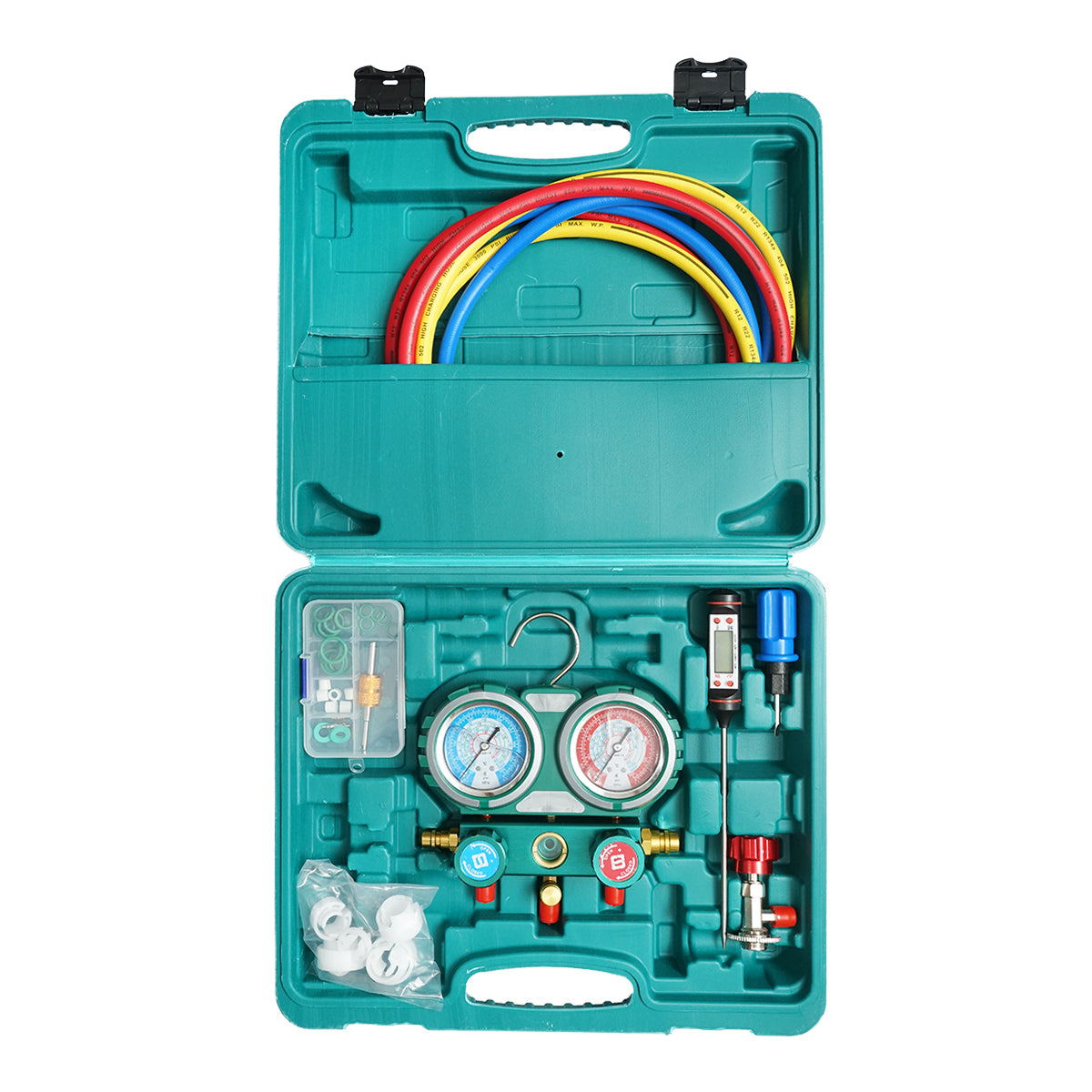 Kit di controllo e ricarica dell'impianto di climatizzazione auto, freon R22, R32, R134a, R410a - immagine 3