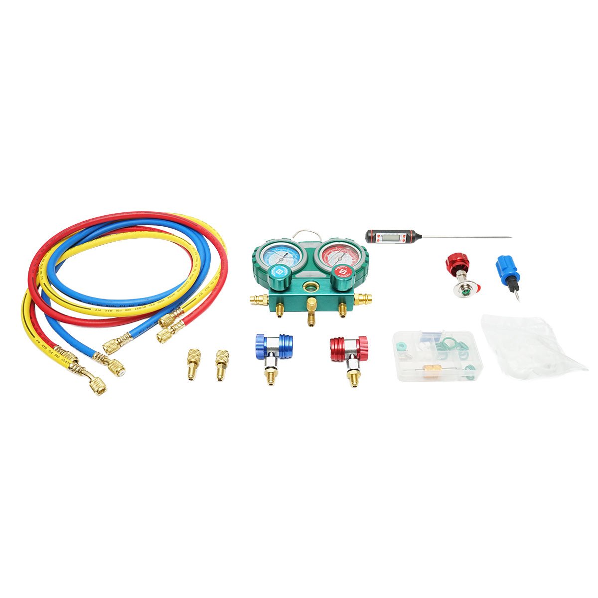 Kit di controllo e ricarica dell'impianto di climatizzazione auto, freon R22, R32, R134a, R410a - immagine 4