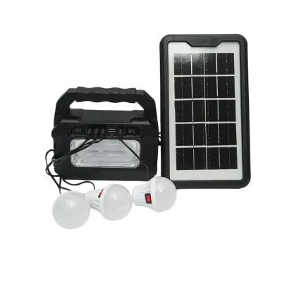 Kit di illuminazione LED portatile con 3 lampadine/proiettore, pannello solare e batteria da 3,7 V, 4500 Ah per la pesca in campeggio GD-8080 - immagine 2