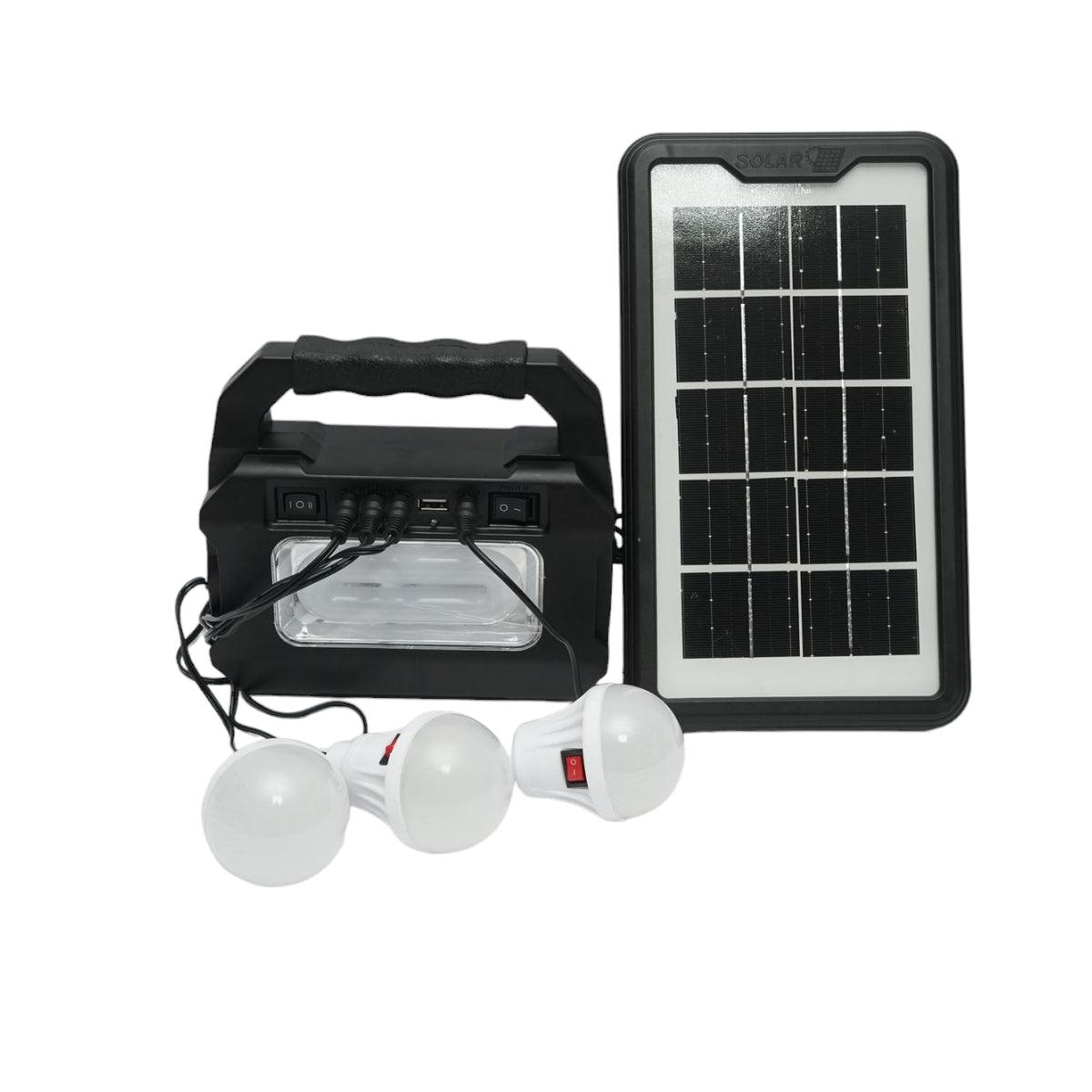 Kit di illuminazione LED portatile con 3 lampadine/proiettore, pannello solare e batteria da 3,7 V, 4500 Ah per la pesca in campeggio GD-8080 - immagine 2