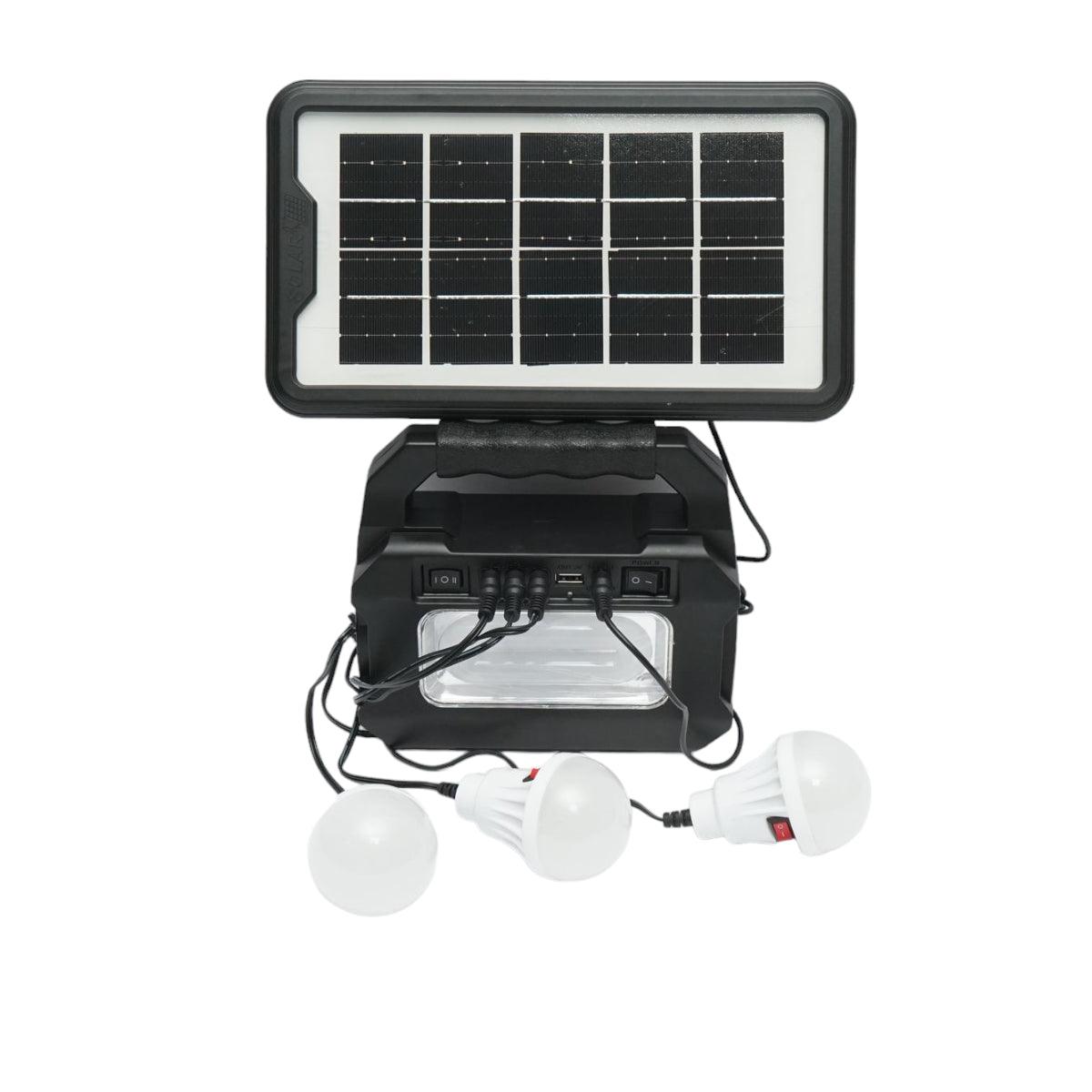 Kit di illuminazione LED portatile con 3 lampadine/proiettore, pannello solare e batteria da 3,7 V, 4500 Ah per la pesca in campeggio GD-8080