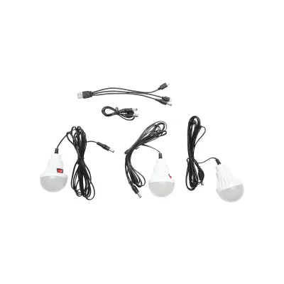 Kit di illuminazione LED portatile con 3 lampadine/proiettore, pannello solare e batteria da 3,7 V, 4500 Ah per la pesca in campeggio GD-8080 - immagine 5