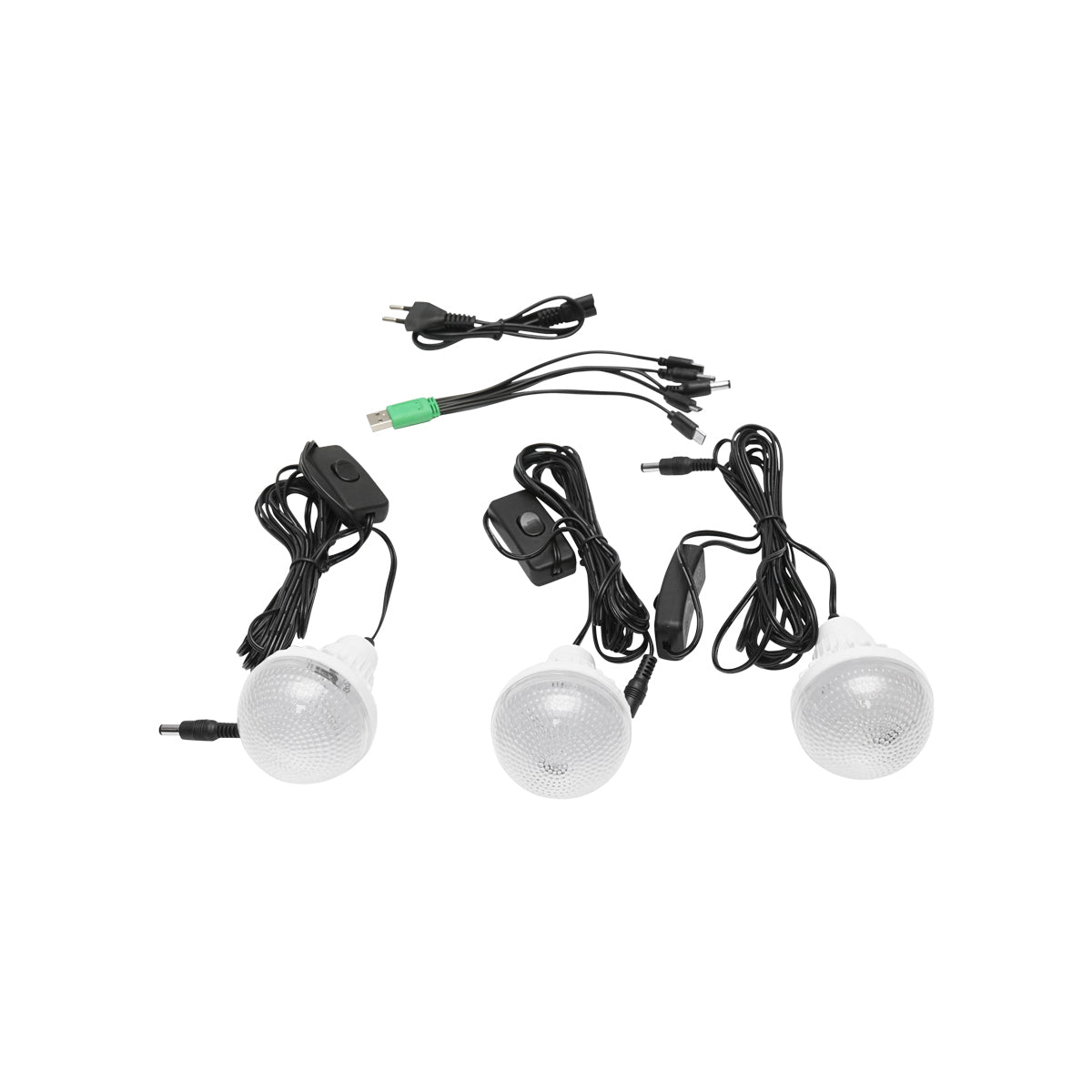 Kit di illuminazione LED portatile con 3 lampadine/proiettore, pannello solare e batteria da 6V, 4,5Ah per pesca da campeggio GD-8017 - immagine 2
