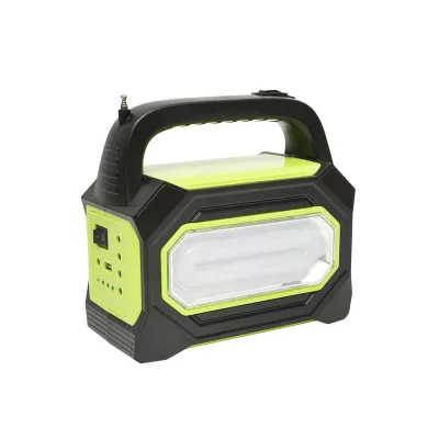 Kit di illuminazione LED portatile con 3 lampadine/proiettore, radio FM, MP3, pannello solare e batteria da 6 V, 4,5 Ah per la pesca in campeggio GD-8073 - immagine 4