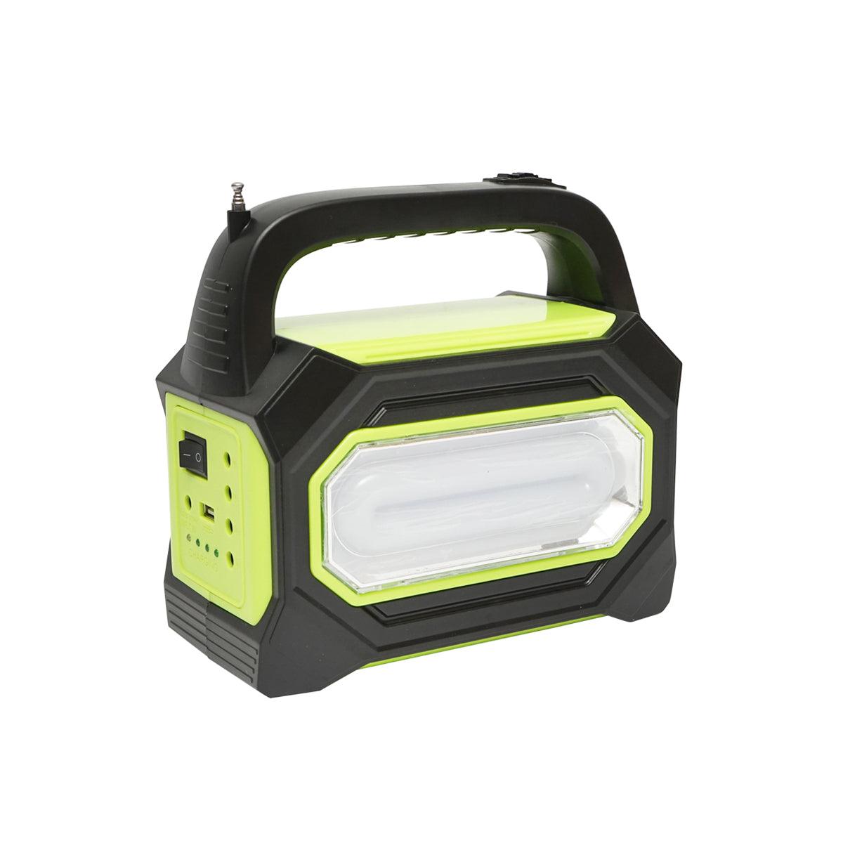 Kit di illuminazione LED portatile con 3 lampadine/proiettore, radio FM, MP3, pannello solare e batteria da 6 V, 4,5 Ah per la pesca in campeggio GD-8073 - immagine 4