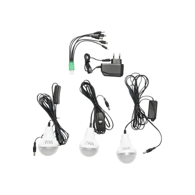 Kit di illuminazione LED portatile con 3 lampadine/proiettore, radio FM, MP3, pannello solare e batteria da 6 V, 4,5 Ah per la pesca in campeggio GD-8073 - immagine 5
