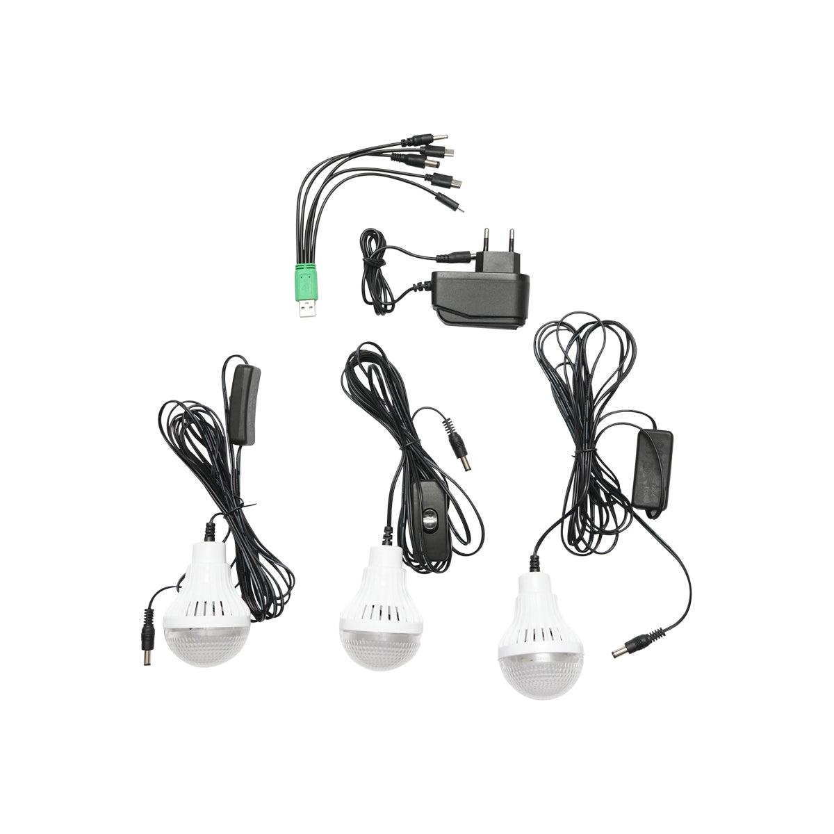 Kit di illuminazione LED portatile con 3 lampadine/proiettore, radio FM, MP3, pannello solare e batteria da 6 V, 4,5 Ah per la pesca in campeggio GD-8073 - immagine 5