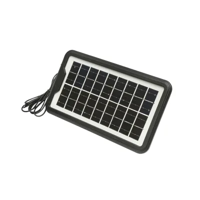 Kit di illuminazione LED portatile con 3 lampadine/proiettore, radio FM, MP3, pannello solare e batteria da 6 V, 4,5 Ah per la pesca in campeggio GD-8073 - immagine 6