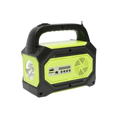 Kit di illuminazione LED portatile con 3 lampadine/proiettore, radio FM, MP3, pannello solare e batteria da 6 V, 4,5 Ah per la pesca in campeggio GD-8073 - immagine 3