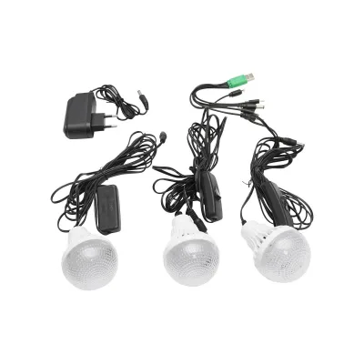 Kit di illuminazione LED portatile con 3 lampadine/proiettore, radio FM, pannello solare e batteria da 6 V, 4,5 Ah per la pesca in campeggio GD-8071 - immagine 6