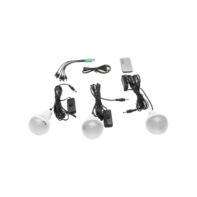 Kit di illuminazione LED portatile con 3 lampadine/proiettore, radio FM, telecomando a pannello solare e batteria da 6 V, 2 Ah per la pesca in campeggio GD-8028 - immagine 6