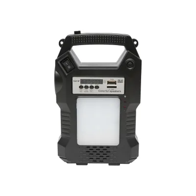 Kit di illuminazione LED portatile con 3 lampadine/proiettore, radio FM, telecomando a pannello solare e batteria da 6 V, 3 Ah per la pesca in campeggio GD-8060 - immagine 4