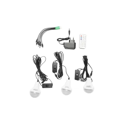 Kit di illuminazione LED portatile con 3 lampadine/proiettore, radio FM, telecomando a pannello solare e batteria da 6 V, 3 Ah per la pesca in campeggio GD-8060 - immagine 6