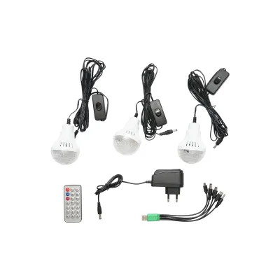 Kit di illuminazione LED portatile con 3 lampadine/proiettore, radio FM, telecomando a pannello solare e batteria da 6 V, 3 Ah per la pesca in campeggio GD-8216 - immagine 6